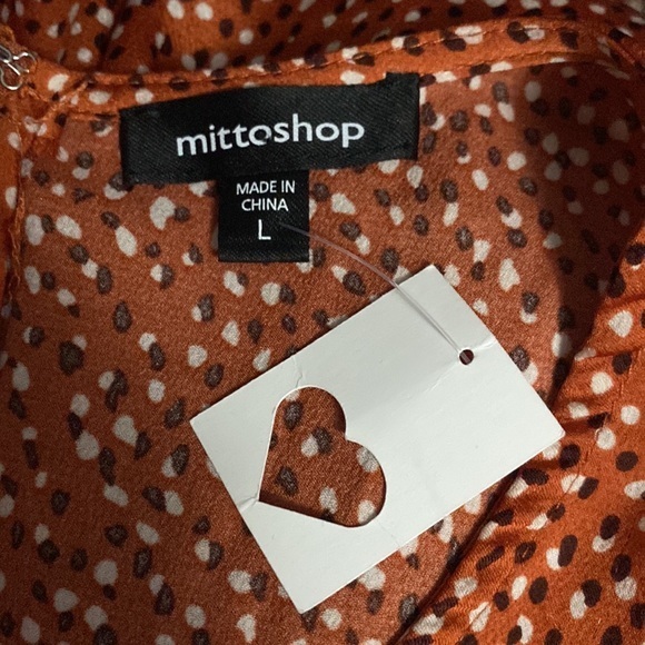 Mittoshop Womens‎ Size M Satin Cut-Out Dot Printed Mini Dress Ring Long Sleeve - Picture 11 of 13